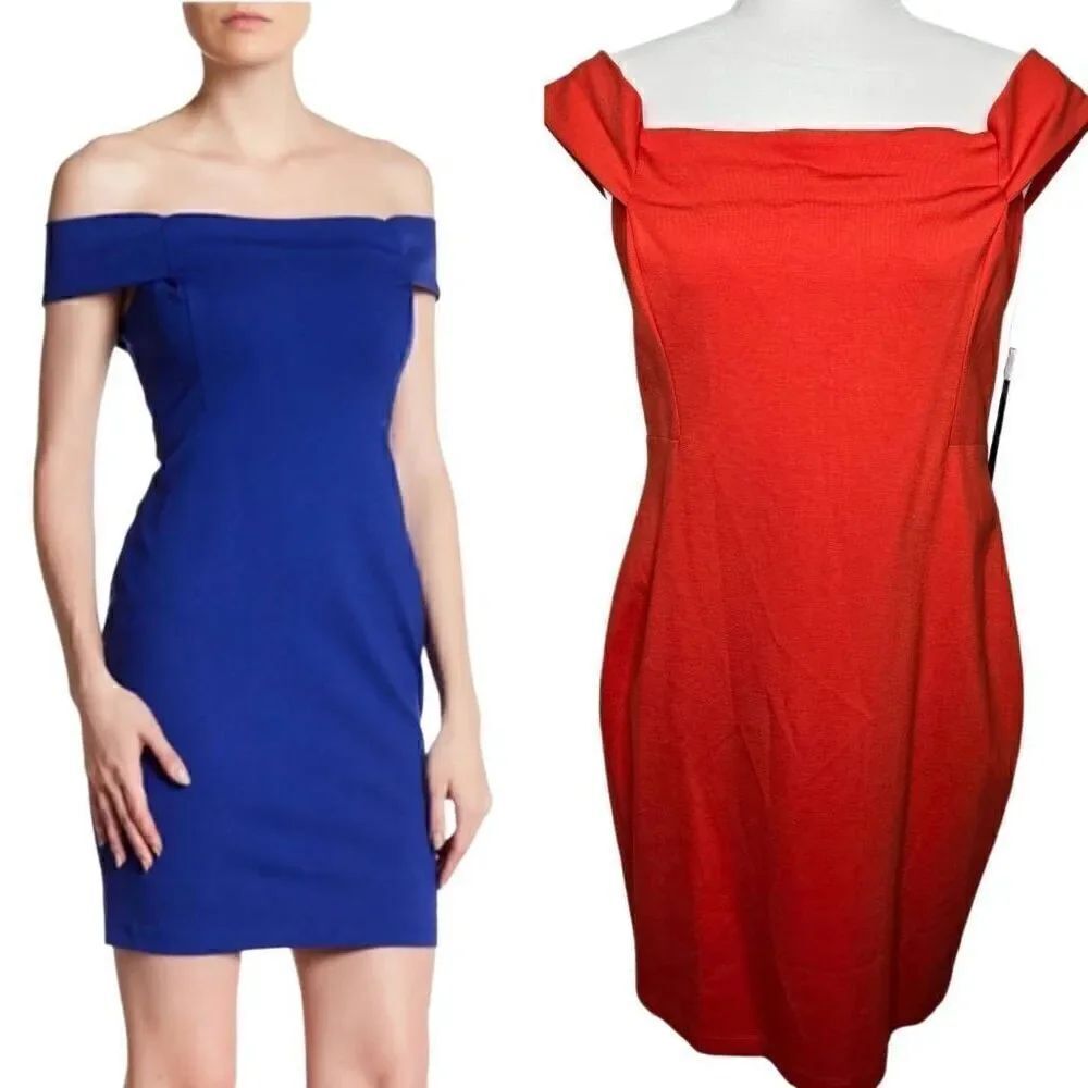 Cynthia Steffe Orange Off Shoulder Sheath Dress Size 10